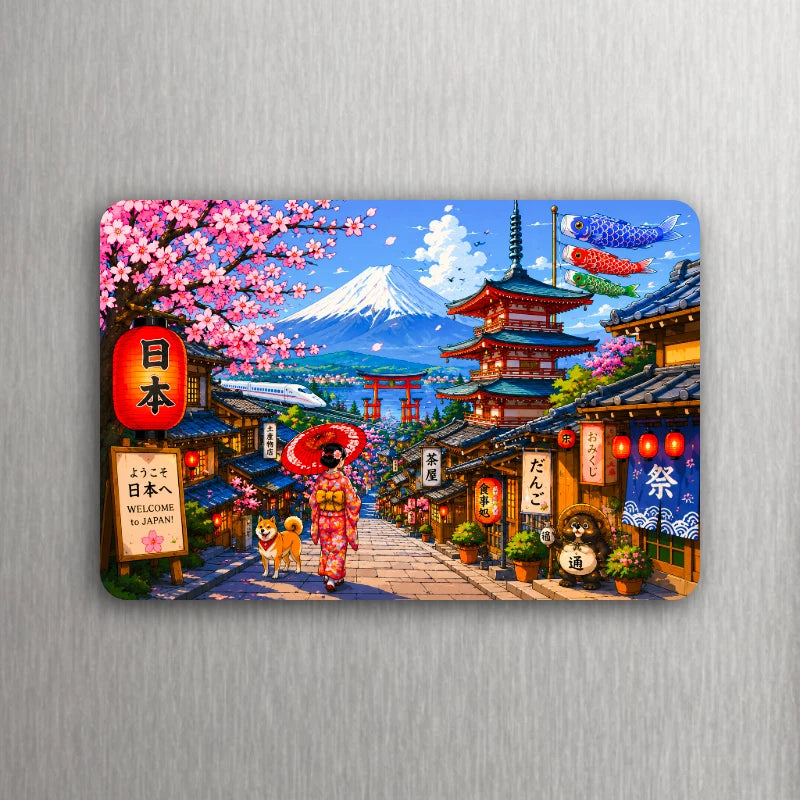Japan Anime Art (Nara, Tokyo, Shibuya, Cherry Blossoms, Kyoto) Magnet – Choose