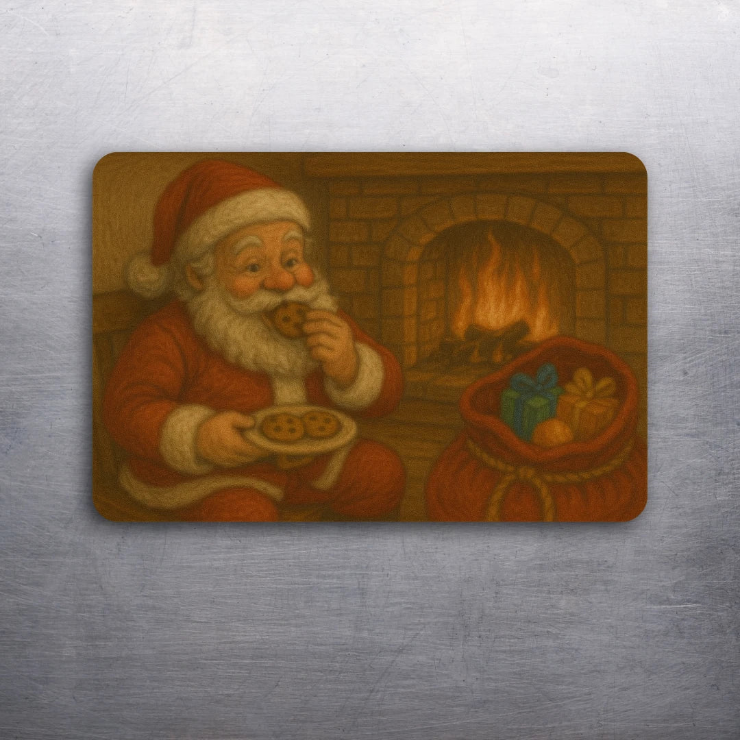 3x 2 Santa Eating Cookies Fireplace Present Christmas Fridge Refrigerator Magnet