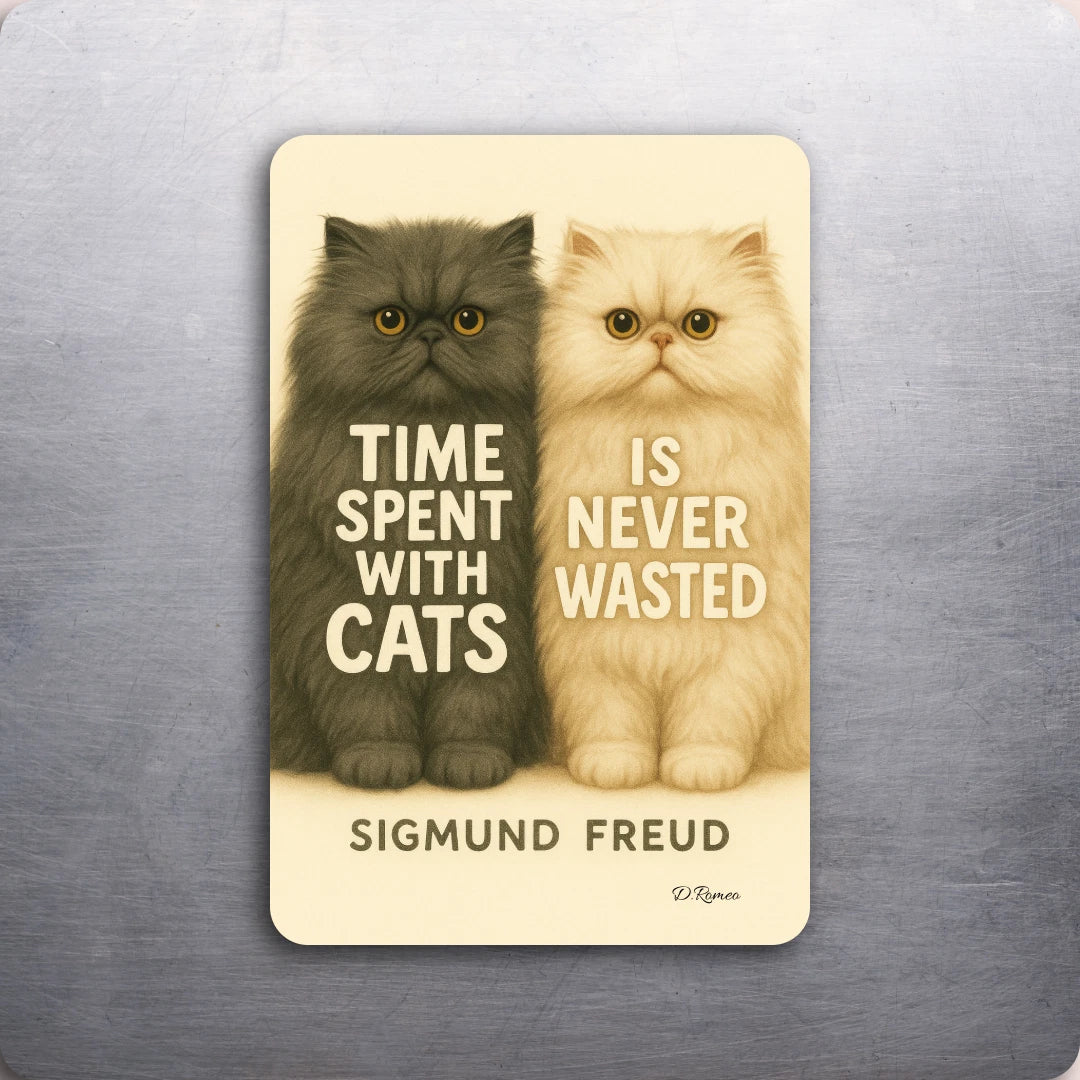 3x 2 Sigmund Freud Quote Time Cats Animal Art Fridge Refrigerator Magnet D.Romeo