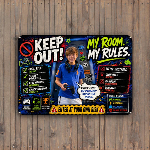 10" x 7" Metal Sign Aluminum - Choose Boy or Girl Personalized Keep Out My Room