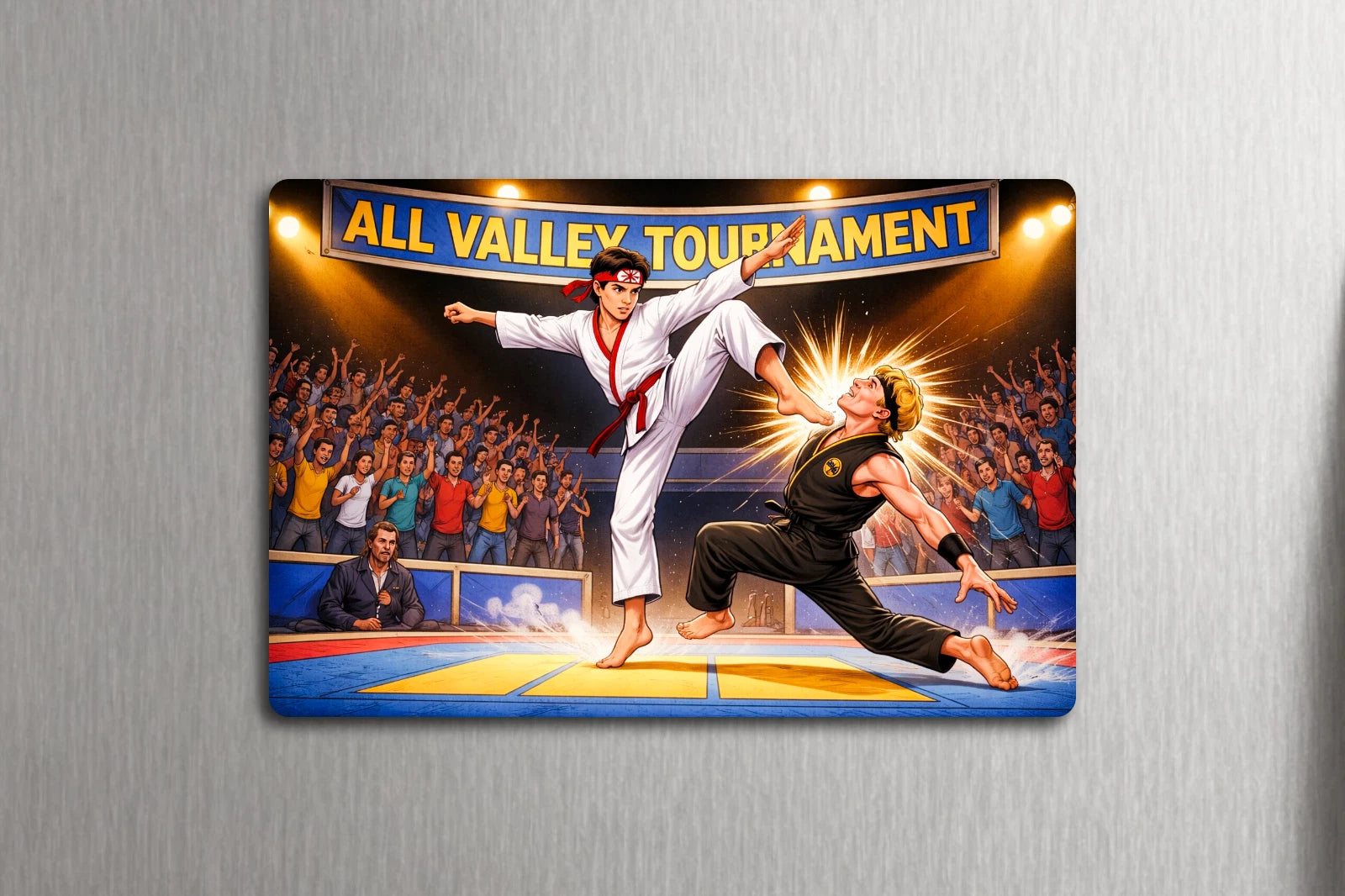 3x2 Vintage 80's Karate Kid Crane Kick Daniel LaRusso Refrigerator Fridge Magnet