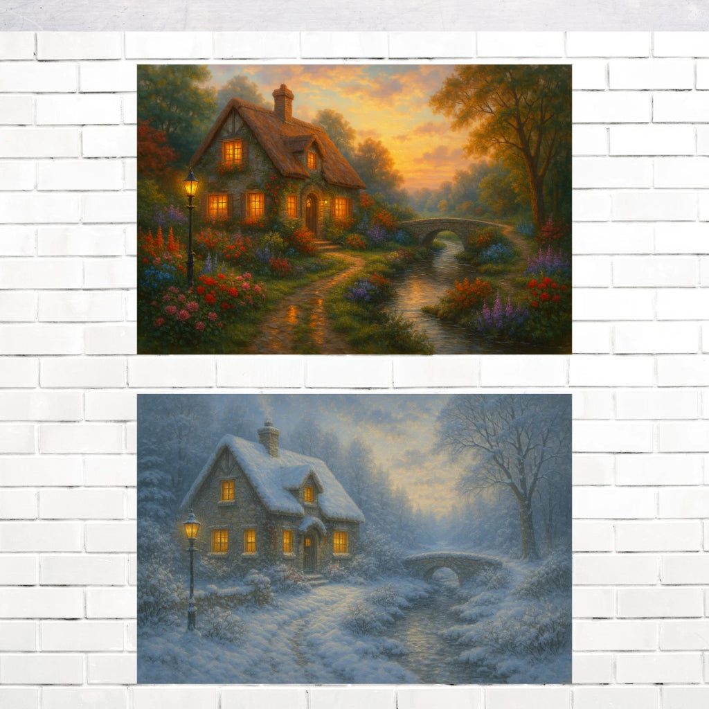 8"x 5" Thomas Kinkade Style Art Print Sticker Stickers - Group of 2