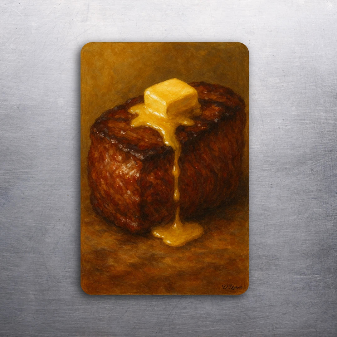 3x2 FOOD Buttered Butter STEAK Kitchen Fridge Refrigerator Car Magnet (D.Romeo)