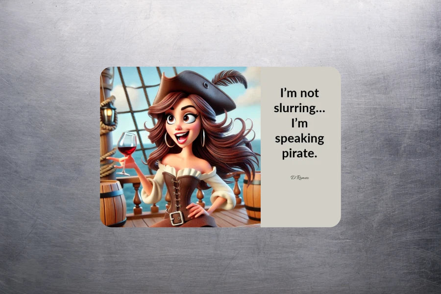 3x2 Funny Wine Drinking Pirate Lady Meme Fridge Refrigerator Magnet (D.Romeo)