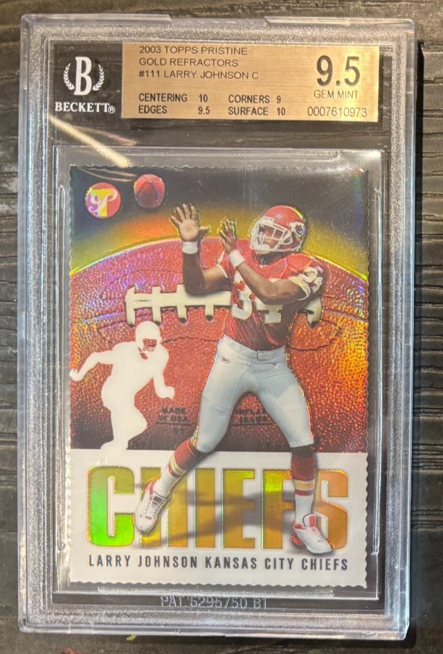 BGS 9.5 2003 Topps Pristine Gold Refractor Die-Cut /75 Larry Johnson RC 2/10's
