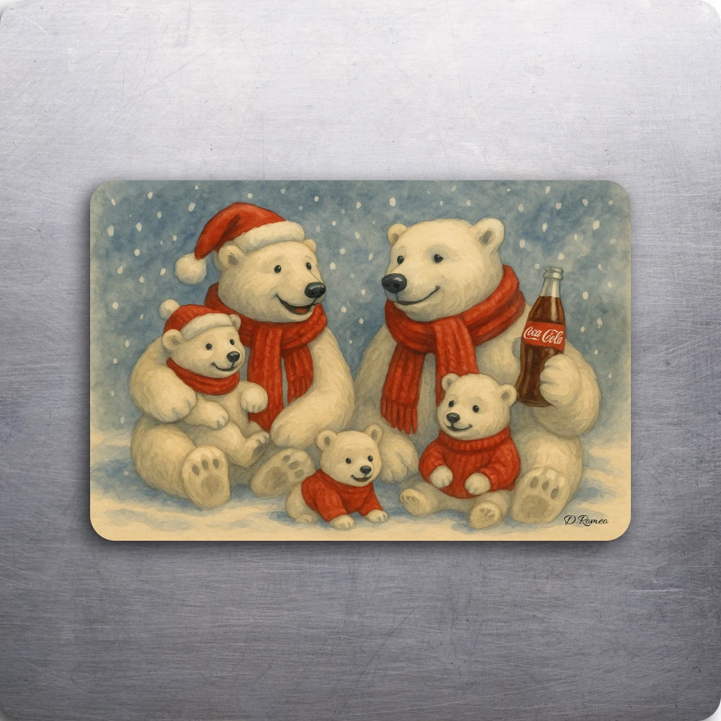 3 x 2 Vintage Coca Cola Polar Bears Art D.Romeo Kitchen Magnet Magnets - Choose