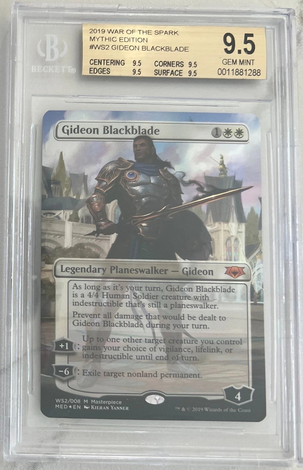 BGS 9.5 MTG Gideon Blackblade Foil Mythic Edition - War Of The Spark 1/1 subs