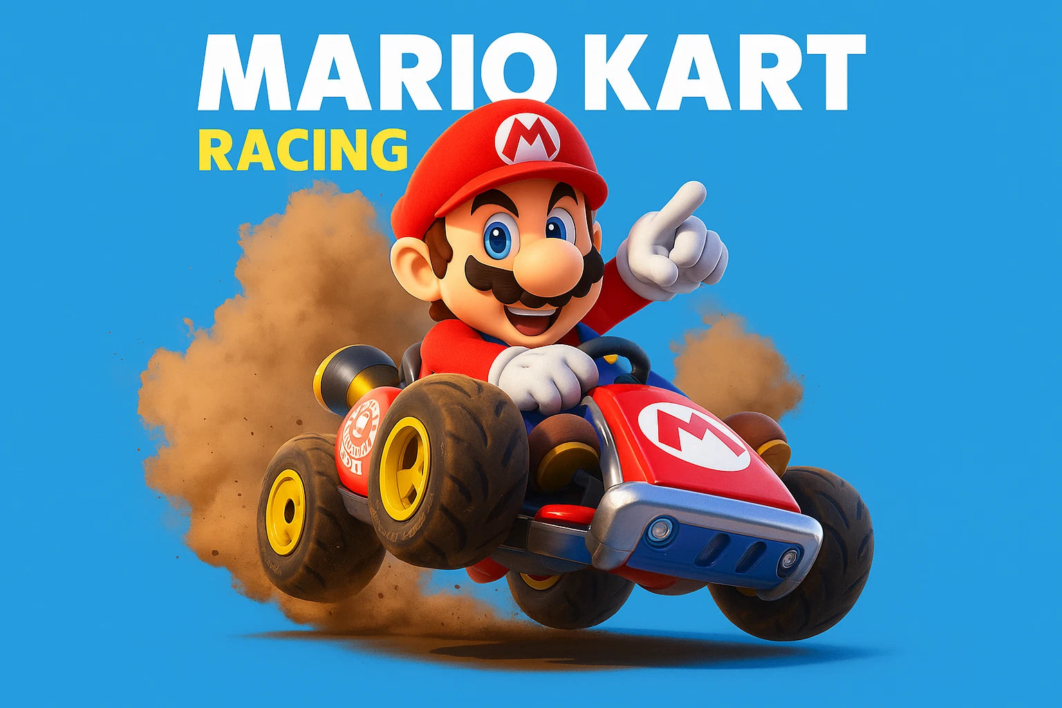 Mario Kart Racing Car Sticker Logo Vinyl Decal (Group of 2) - Different Sizes