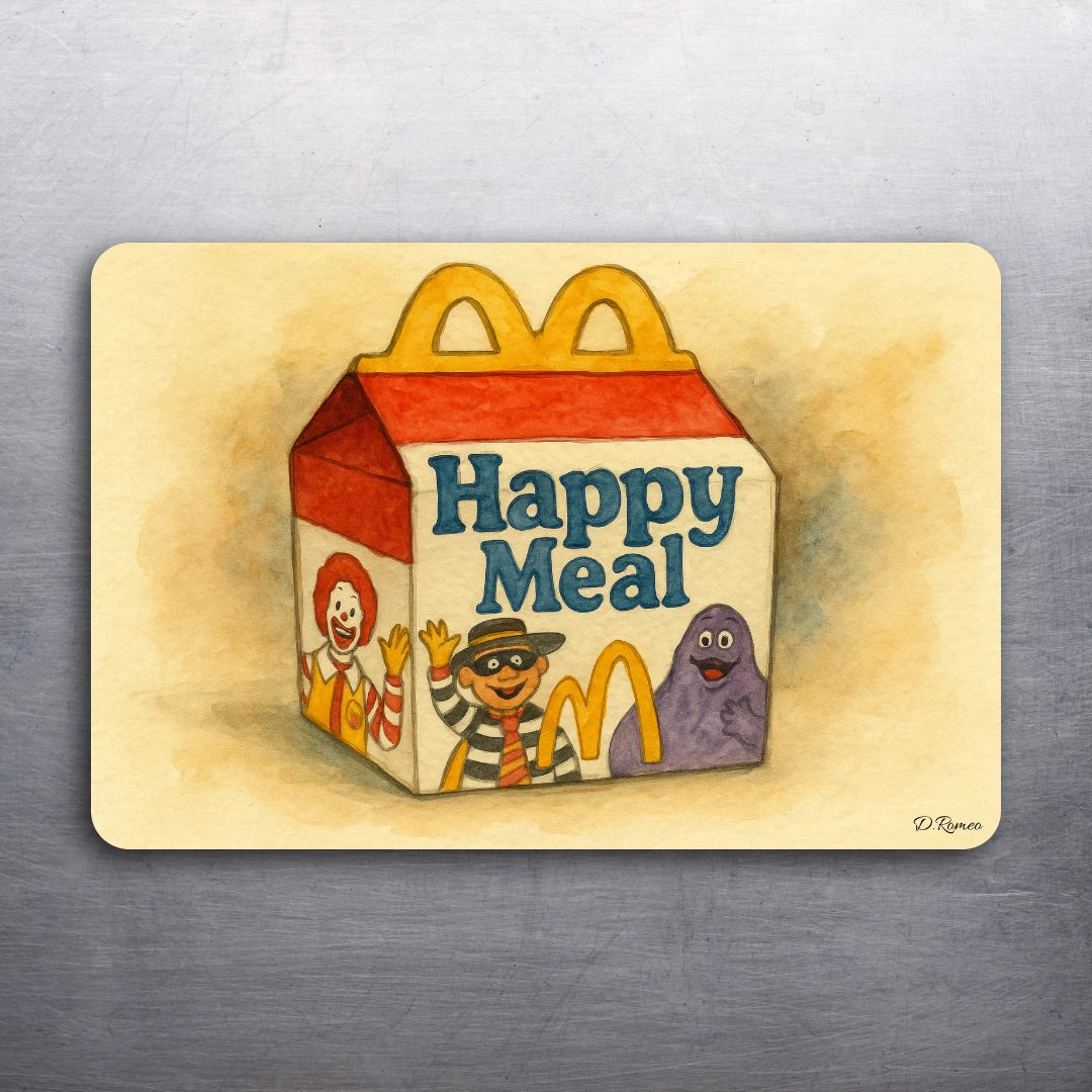 3x 2 Vintage Style McDonald's Happy Art Fridge Refrigerator Magnet (D.Romeo)
