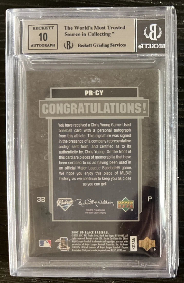 BGS 8.5 2007 UD BLACK #'d 1/1 AUTO (BGS 10) Materials Natural Pearl Chris Young