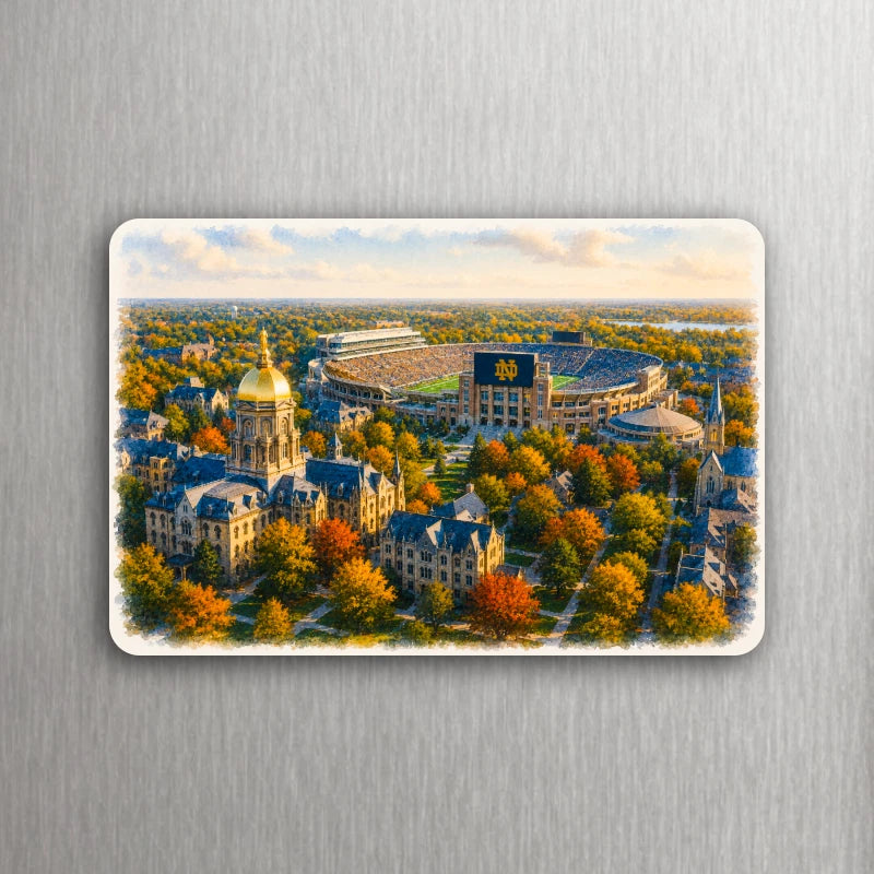 3x2 University of Notre Dame Autumn CAMPUS Stadium Fridge Refrigerator Magnet