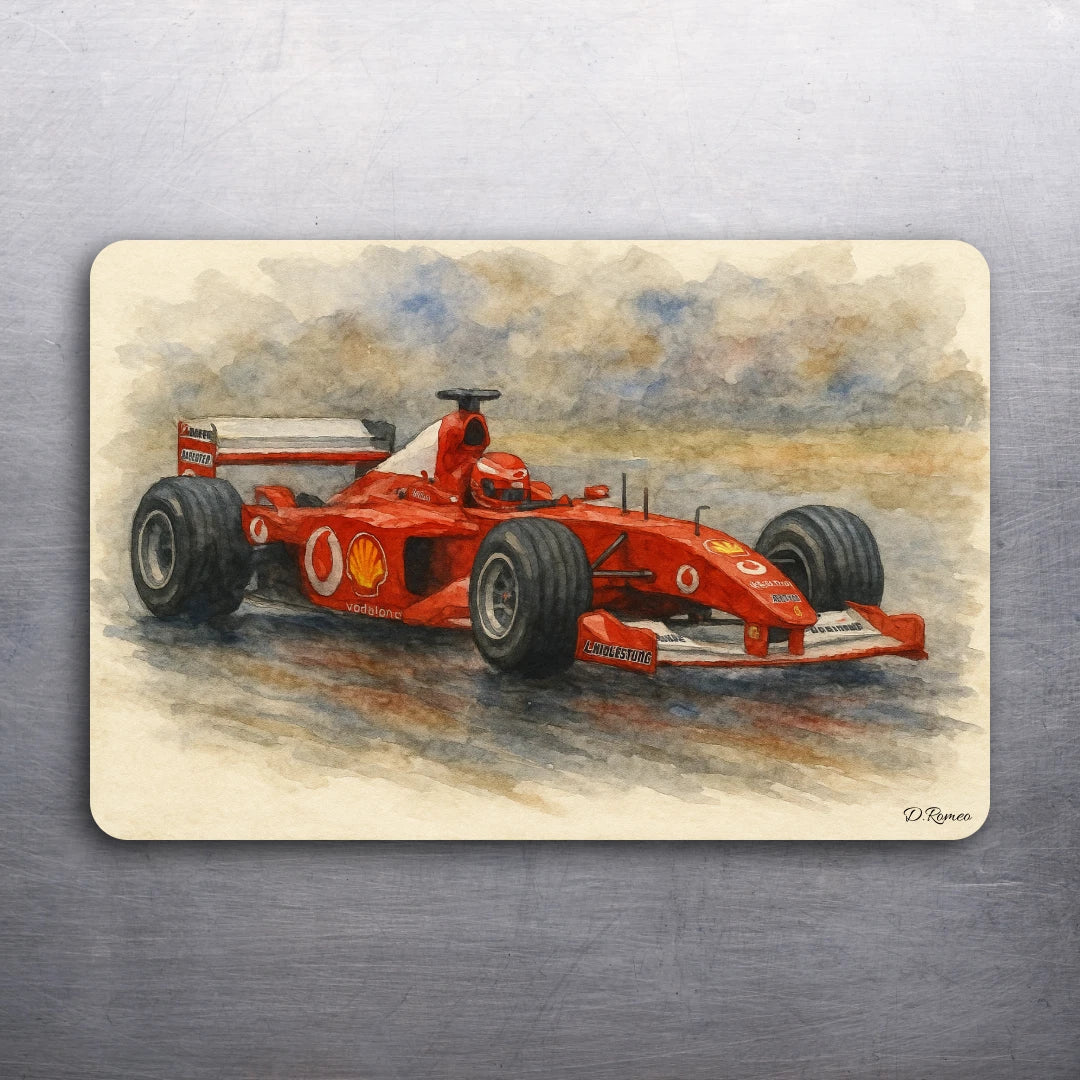 3x 2 Ferrari F2002 1 F1 Art Fridge Refrigerator Race Car Magnet (D.Romeo)