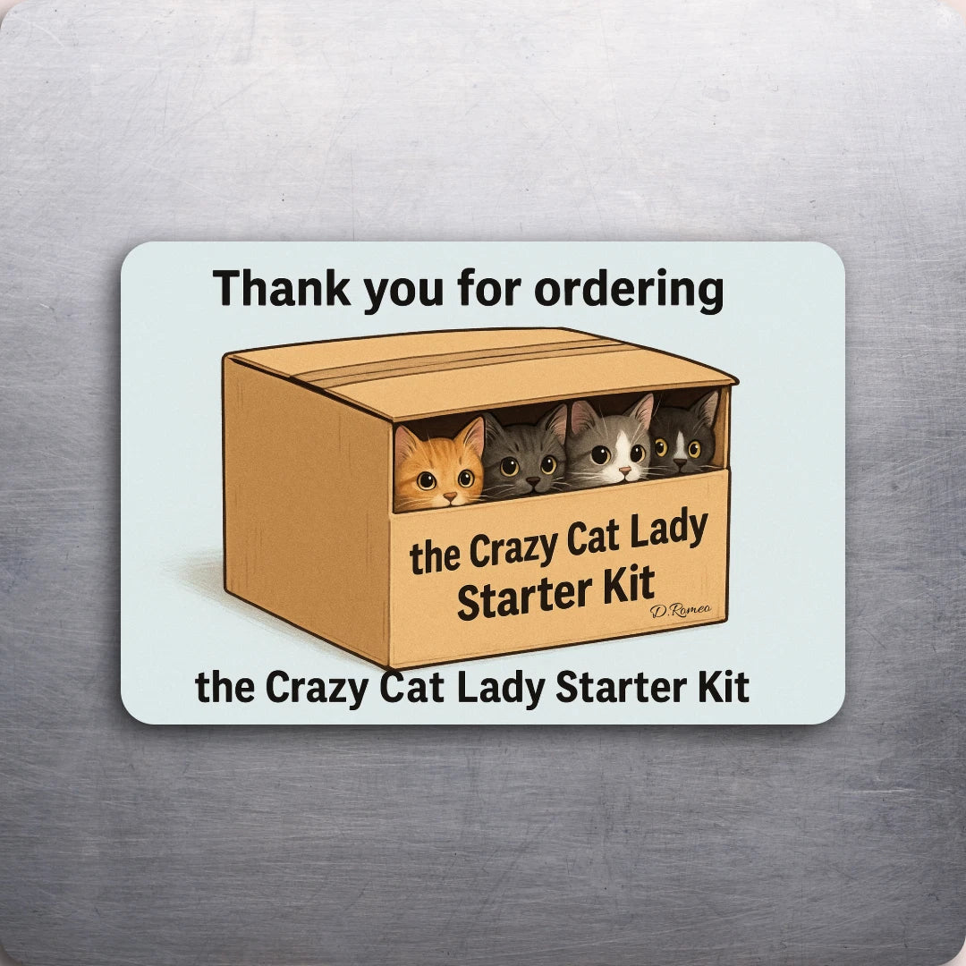3x 2 Crazy Cat Lady Starter Kit FUNNY Art Fridge Refrigerator Magnet D.Romeo