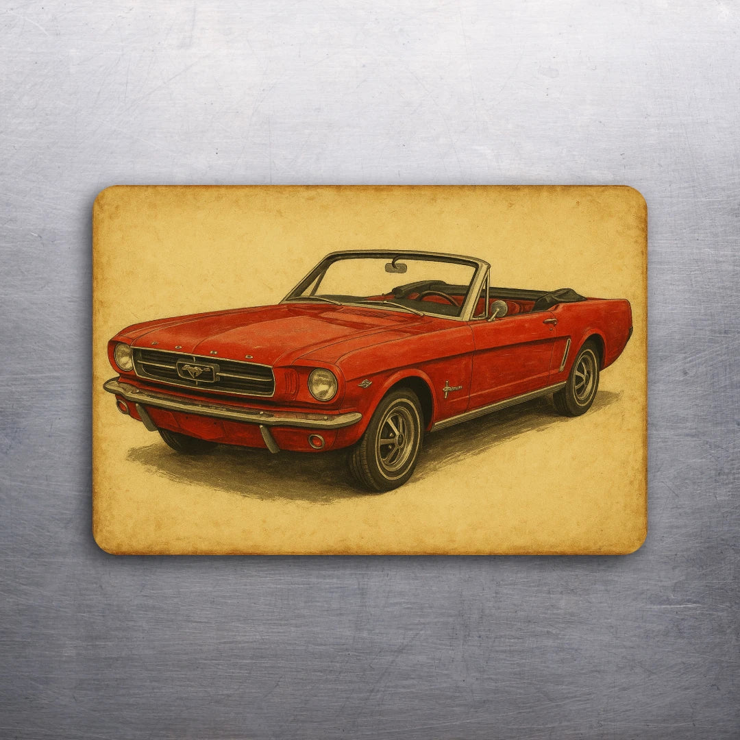 3x2 Vintage Style Ford 1965 Red Mustang Art Fridge Refrigerator Magnet (D.Romeo)