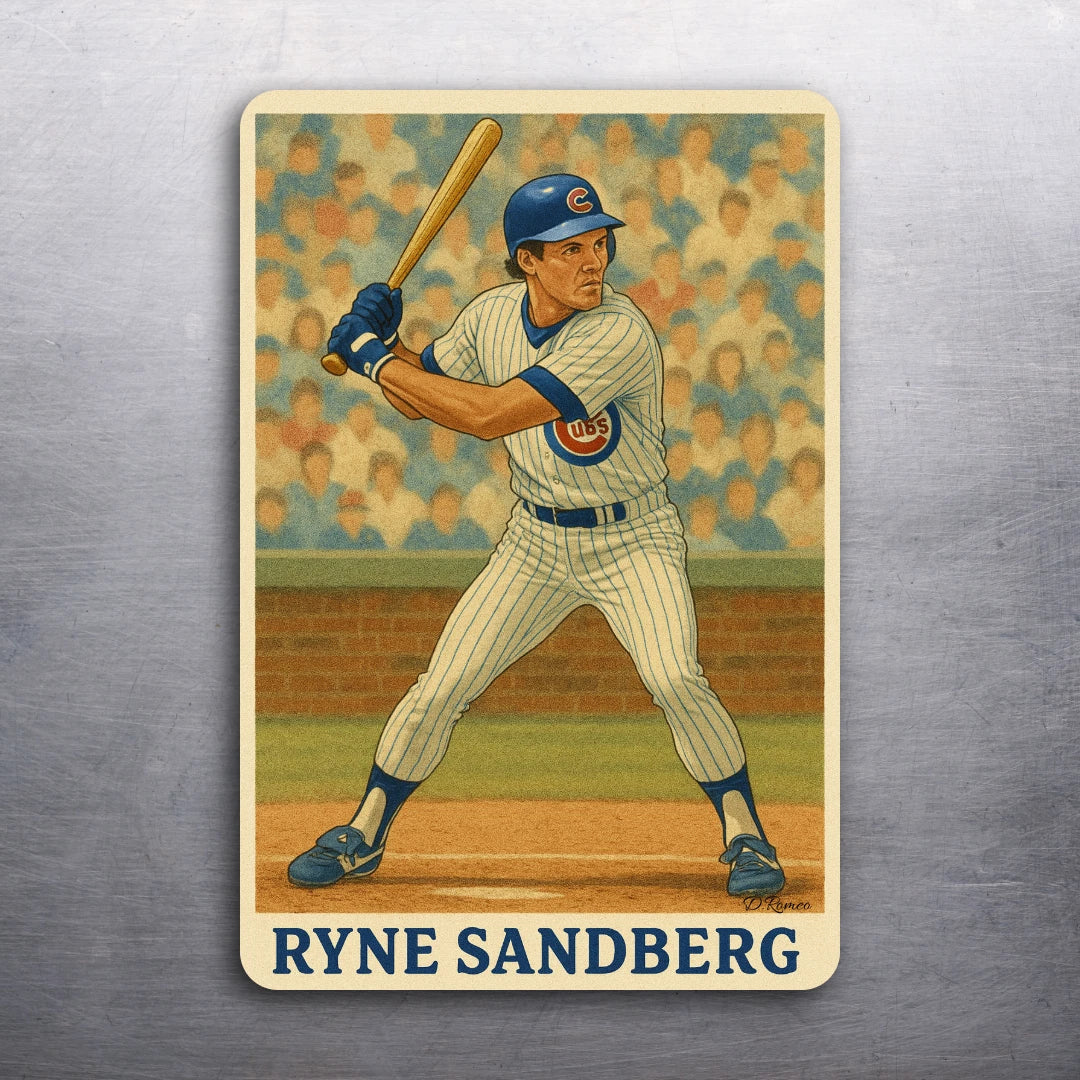 3 x 2 Ryne Sandberg Chicago Cubs Art (D.Romeo) Fride Refrigerator Car MAGNET