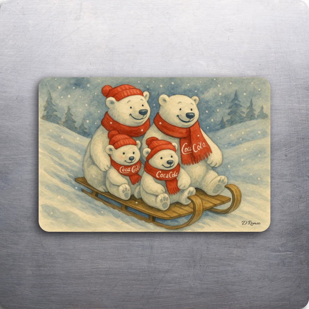 3 x 2 Vintage Coca Cola Polar Bears Art D.Romeo Kitchen Magnet Magnets - Choose