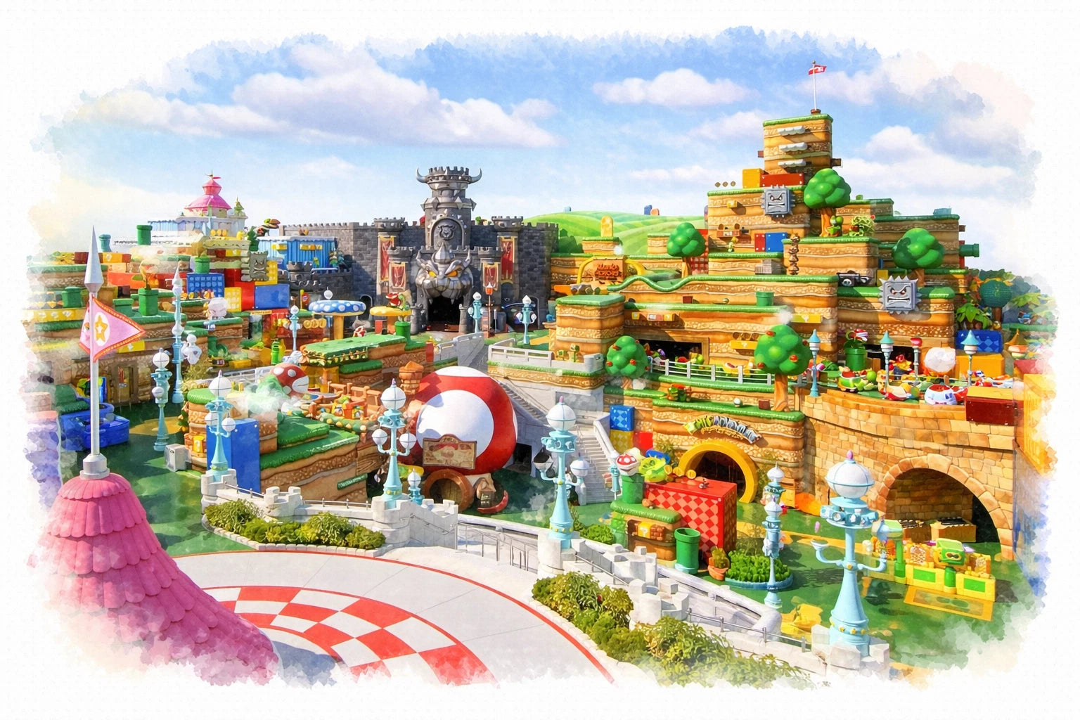 11.4 x 7.75 Inches Mario Super Nintendo World– 120-Piece Mini Art Puzzle Gift